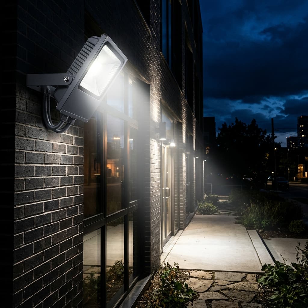 Building Wall Flood Light Illuminating Ground